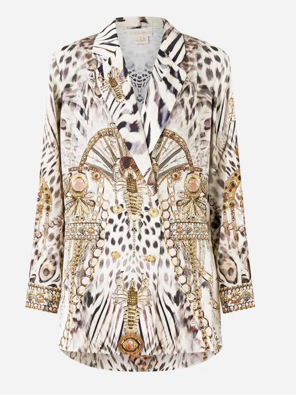 Camilla Double Breasted Soft SILK Jacket Blazer in Lady Lionheart Size XL/XXL